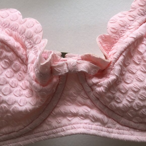 Kate Spade Pink Marina Piccola  textured Scalloped Bikini Size Large strapless - Picture 3 of 16